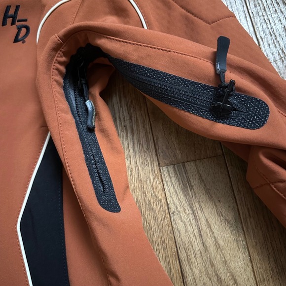 Harley-Davidson Women's Soft Shell Jacket Orange Motorcycle Biker Hooded M - Picture 4 of 11